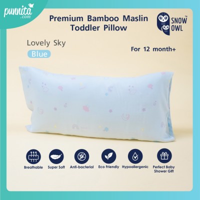 SNOW OWL BAMBOO Toddler pillow หมอนใยไผ่เด็ก 1ปี+ ลาย Lovely Sky Blue